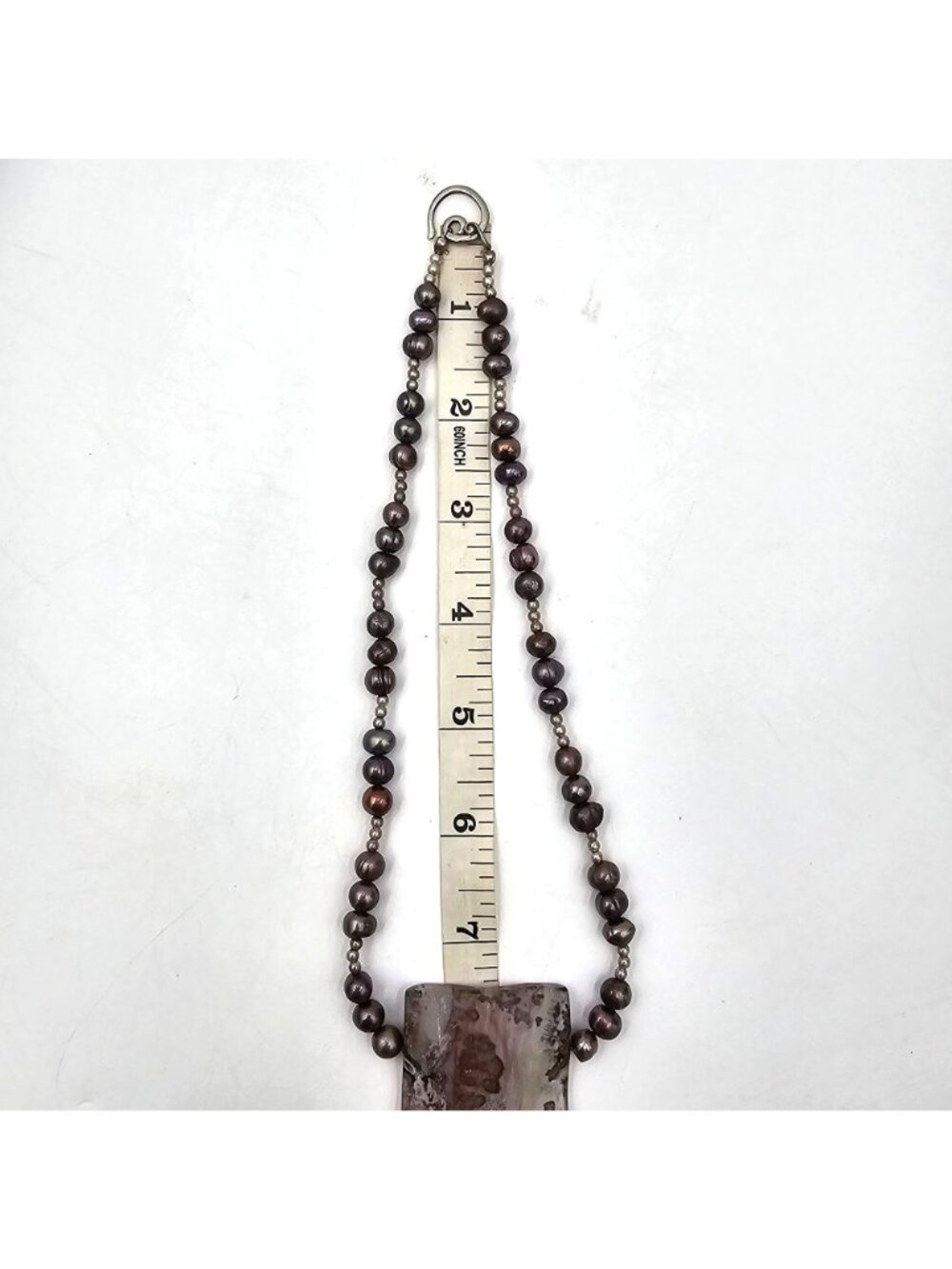 Vintage Sterling Silver Peacock Baroque Pearl Purple Agate Pendant Necklace 16" - Picture 14 of 15